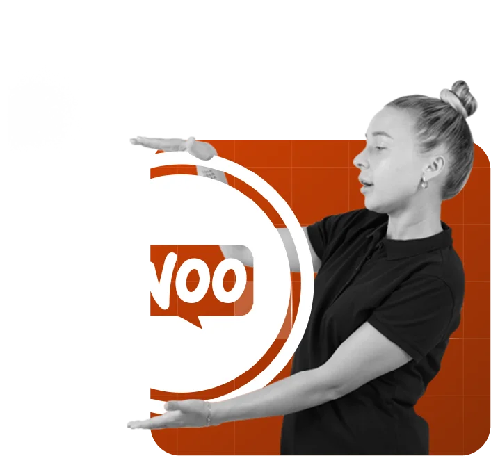 WooCommerce icon logo represented by a girl