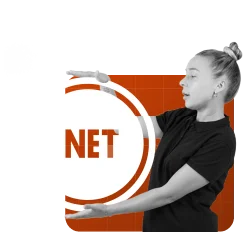 dot net logo represented by a girl