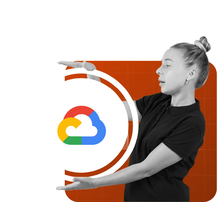 Google Cloud Developer icon holding a girl